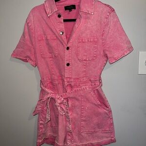 Pink Jean Romper